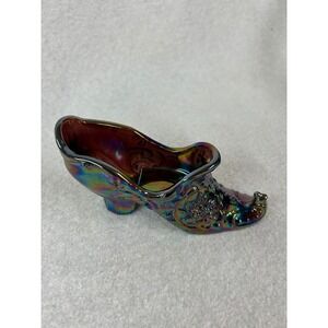 Carnival Glass Shoe Figurine Iridescent Novelty Decor Collectible‎ Display